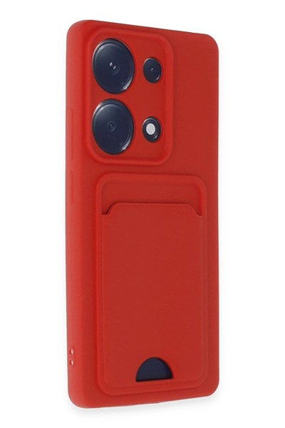 Mey İthalat®   Redmi Note 13 Pro 4G Kılıf Kelvin Kartvizitli Silikon - Kırmızı