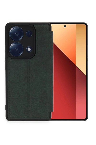 Mey İthalat®   Redmi Note 13 Pro 4G Kılıf Flip Cover - Koyu Yeşil