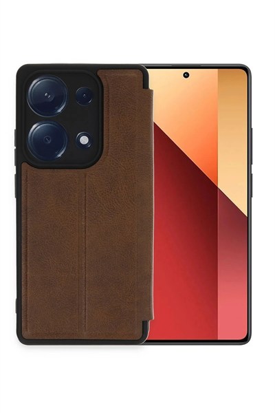 Mey İthalat®   Redmi Note 13 Pro 4G Kılıf Flip Cover - Taba