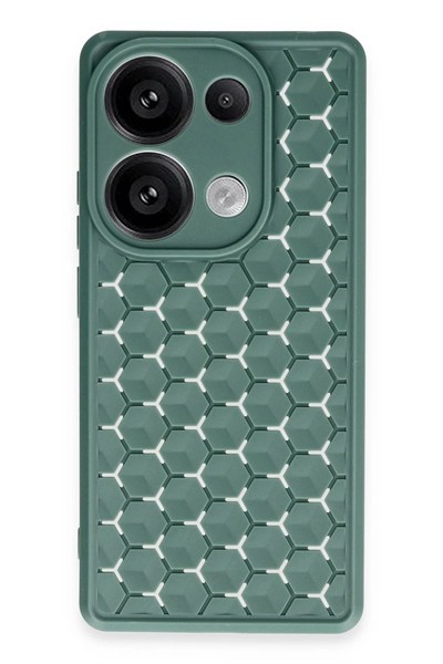 Mey İthalat®   Redmi Note 13 Pro 4G Kılıf Petek Silikon Kapak - Koyu Yeşil