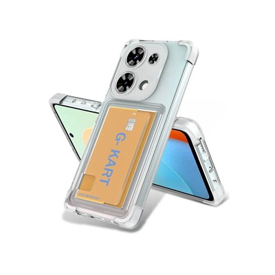 Mey İthalat®   Redmi Note 13 Pro 4G Kılıf Kart Şeffaf Silikon - Şeffaf