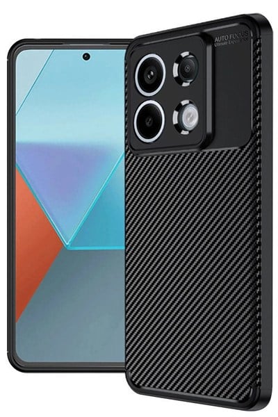 Mey İthalat®   Redmi Note 13 Pro 4G Kılıf Auto Focus Karbon Kapak - Siyah