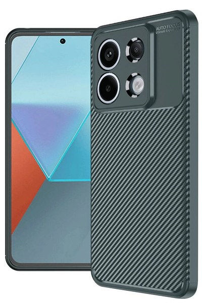 Mey İthalat®   Redmi Note 13 Pro 4G Kılıf Auto Focus Karbon Kapak - Koyu Yeşil