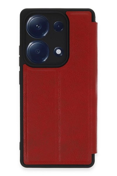 Mey İthalat®   Redmi Note 13 Pro 4G Kılıf Flip Cover - Kırmızı