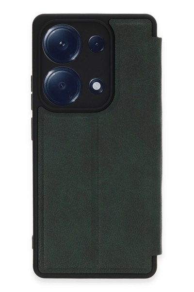 Mey İthalat®   Redmi Note 13 Pro 4G Kılıf Flip Cover - Koyu Yeşil