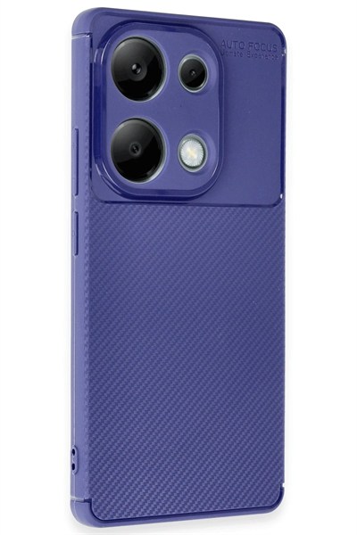 Mey İthalat®   Redmi Note 13 Pro 4G Kılıf Auto Focus Karbon Kapak - Lacivert
