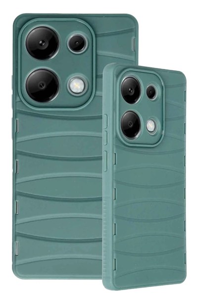 Mey İthalat®   Redmi Note 13 Pro 4G Kılıf Bibercas Silikon Kapak - Koyu Yeşil