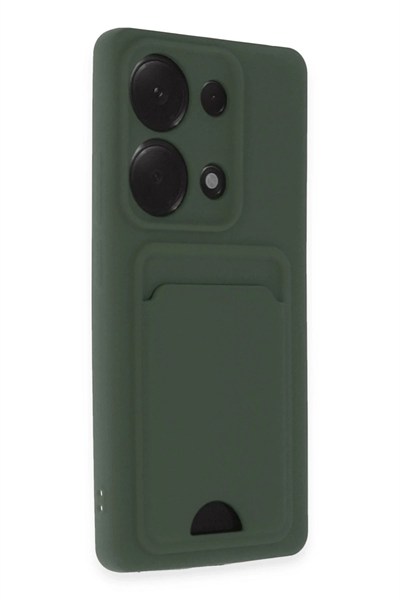 Mey İthalat®   Redmi Note 13 Pro 4G Kılıf Kelvin Kartvizitli Silikon - Koyu Yeşil