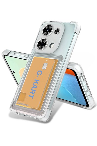 Mey İthalat®   Redmi Note 13 Pro 4G Kılıf Kart Şeffaf Silikon - Şeffaf