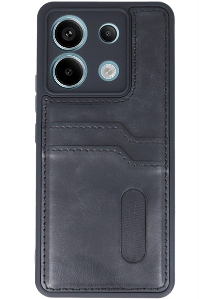 Mey İthalat®   Redmi Note 13 Pro 4G Kılıf Sara Kartvizitli Deri Kılıf - Siyah