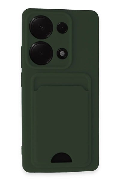 Mey İthalat®   Redmi Note 13 Pro 4G Kılıf Kelvin Kartvizitli Silikon - Koyu Yeşil