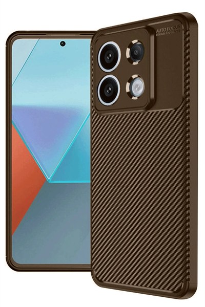 Mey İthalat®   Redmi Note 13 Pro 4G Kılıf Auto Focus Karbon Kapak - Kahverengi