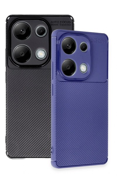 Mey İthalat®   Redmi Note 13 Pro 4G Kılıf Auto Focus Karbon Kapak - Lacivert