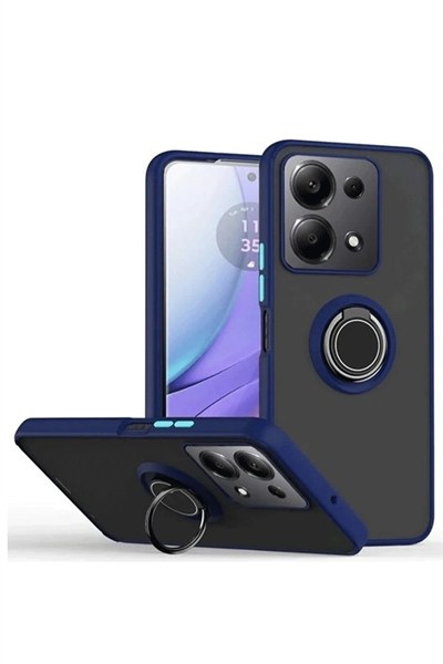 Mey İthalat®   Redmi Note 13 Pro 4G Montreal Yüzüklü Silikon Kapak - Lacivert