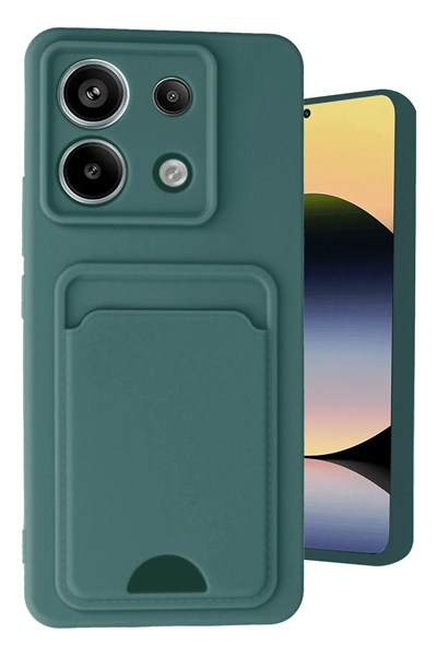 Mey İthalat®   Redmi Note 13 Pro 5G Kılıf Kelvin Kartvizitli Silikon - Koyu Yeşil