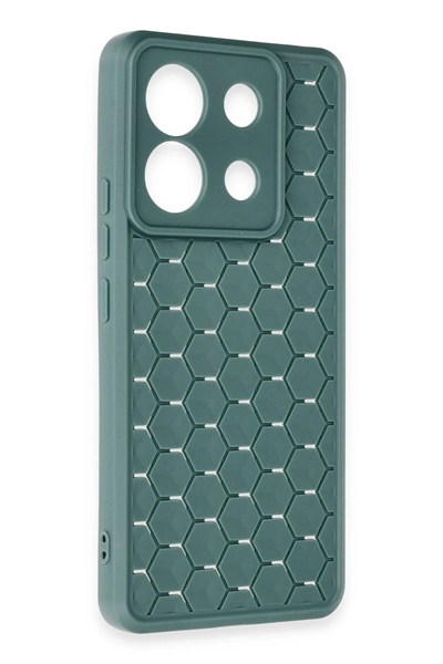 Mey İthalat®   Redmi Note 13 Pro 5G Kılıf Petek Silikon Kapak - Koyu Yeşil