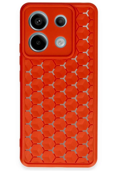 Mey İthalat®   Redmi Note 13 Pro 5G Kılıf Petek Silikon Kapak - Kırmızı