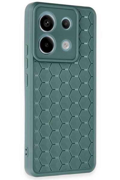 Mey İthalat®   Redmi Note 13 Pro 5G Kılıf Petek Silikon Kapak - Koyu Yeşil