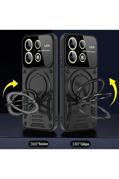 Mey İthalat®   Redmi Note 13 Pro 5G Kılıf Joy Lens Standlı Kapak - Mor