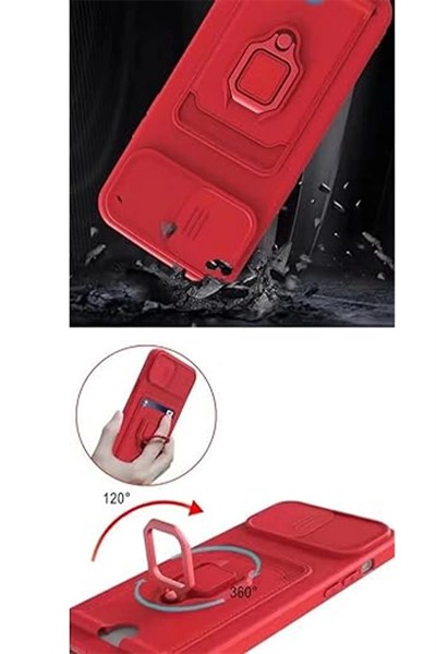 Mey İthalat®   Redmi Note 13 Pro 5G Kılıf Zuma Kartvizitli Yüzüklü Silikon - Pembe