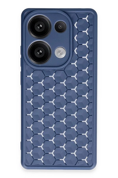 Mey İthalat®   Redmi Note 13 Pro 5G Kılıf Petek Silikon Kapak - Lacivert