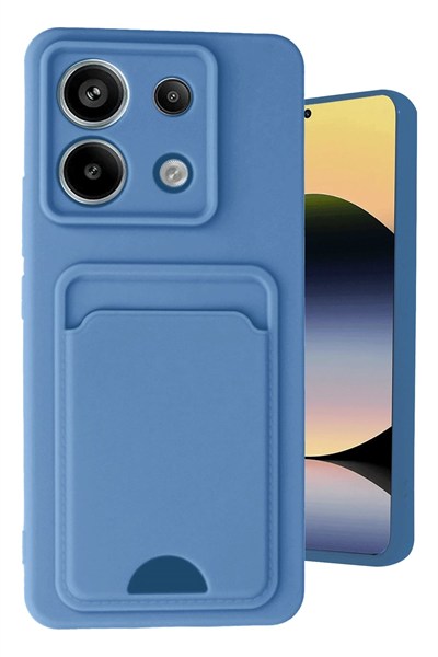 Mey İthalat®   Redmi Note 13 Pro 5G Kılıf Kelvin Kartvizitli Silikon - Mavi