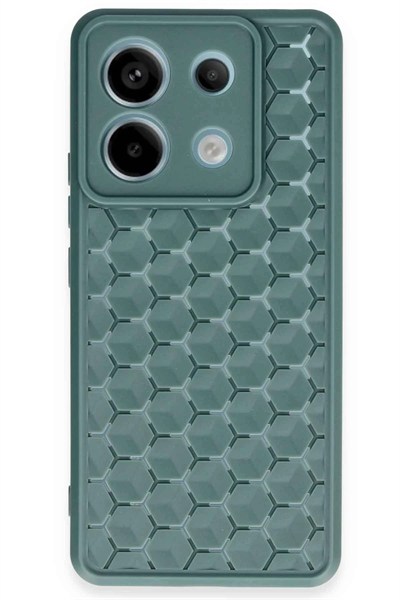 Mey İthalat®   Redmi Note 13 Pro 5G Kılıf Petek Silikon Kapak - Koyu Yeşil