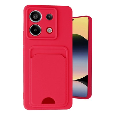 Mey İthalat®   Redmi Note 13 Pro 5G Kılıf Kelvin Kartvizitli Silikon - Kırmızı