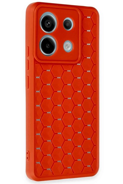 Mey İthalat®   Redmi Note 13 Pro 5G Kılıf Petek Silikon Kapak - Kırmızı