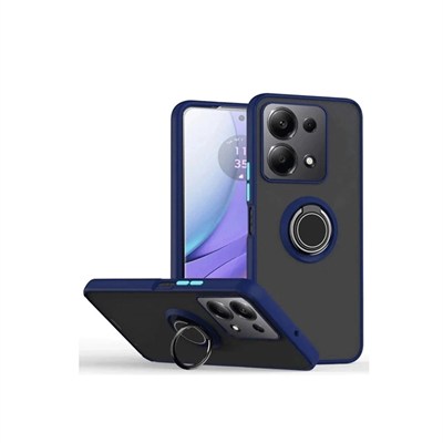 Mey İthalat®   Redmi Note 13 Pro 5G Kılıf Montreal Yüzüklü Silikon Kapak - Lacivert