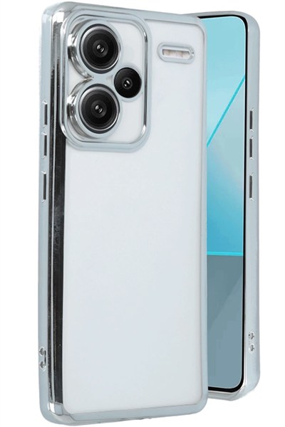Mey İthalat®   Redmi Note 13 Pro Plus Kılıf  Lensli Silikon - Gümüş