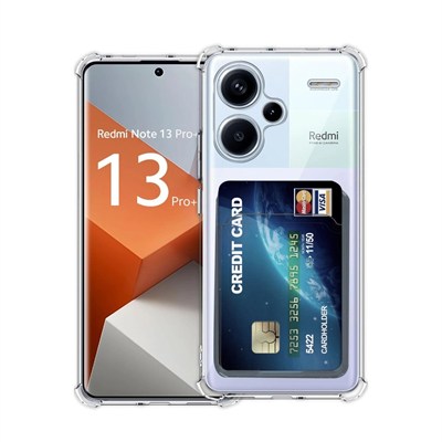Mey İthalat®   Redmi Note 13 Pro Plus Kılıf Kart Şeffaf Silikon - Şeffaf