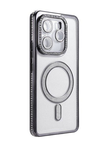 Mey İthalat®   Redmi Note 14 4G Joke Simli Magneticsafe Kılıf - Siyah