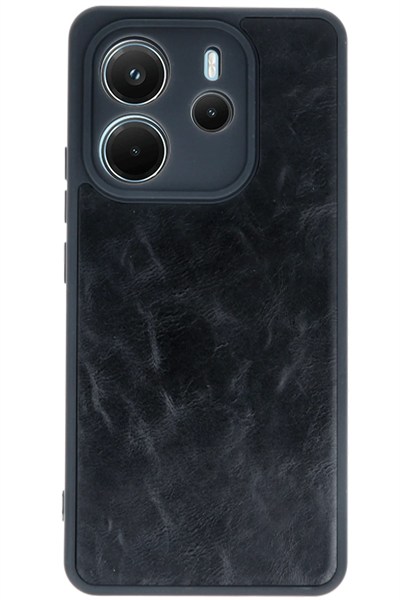 Mey İthalat®   Redmi Note 14 4G Kılıf Aras Deri Kapak - Siyah