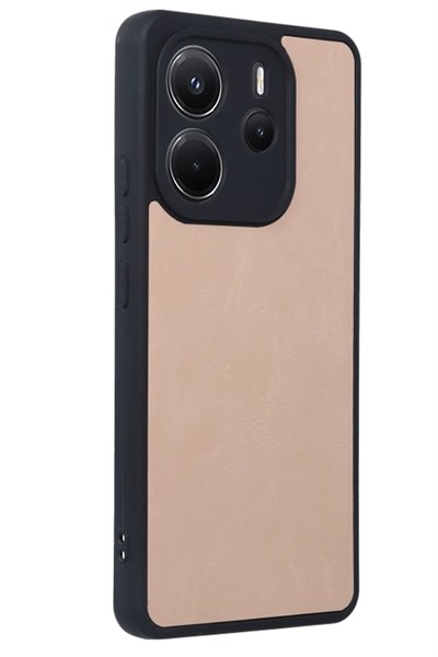 Mey İthalat®   Redmi Note 14 4G Kılıf Aras Deri Kapak - Pudra