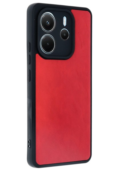 Mey İthalat®   Redmi Note 14 4G Kılıf Aras Deri Kapak - Kırmızı
