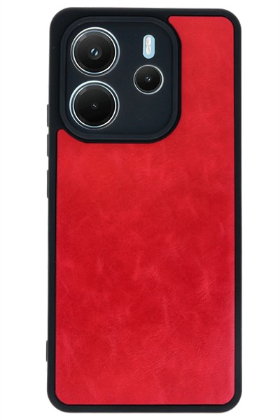 Mey İthalat®   Redmi Note 14 4G Kılıf Aras Deri Kapak - Kırmızı