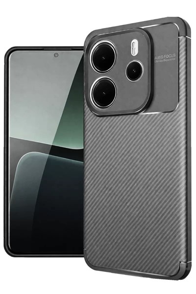 Mey İthalat®   Redmi Note 14 4G Kılıf Auto Focus Karbon Kapak - Gri