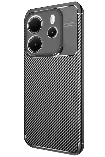 Mey İthalat®   Redmi Note 14 4G Kılıf Auto Focus Karbon Kapak - Siyah