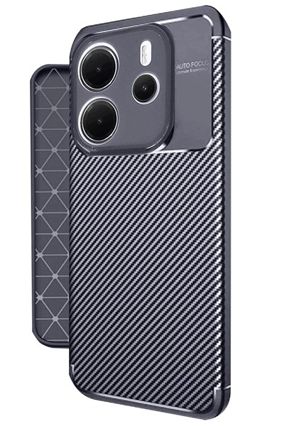 Mey İthalat®   Redmi Note 14 4G Kılıf Auto Focus Karbon Kapak - Lacivert