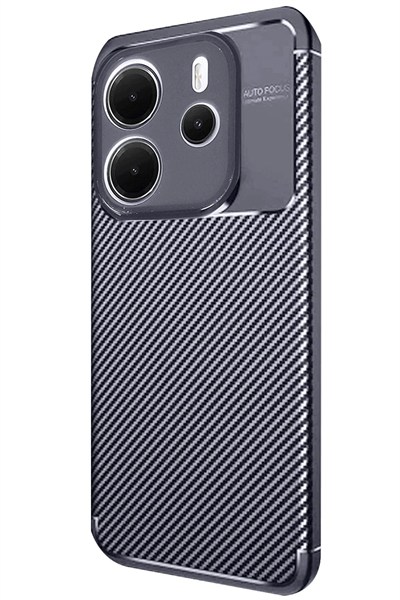 Mey İthalat®   Redmi Note 14 4G Kılıf Auto Focus Karbon Kapak - Lacivert