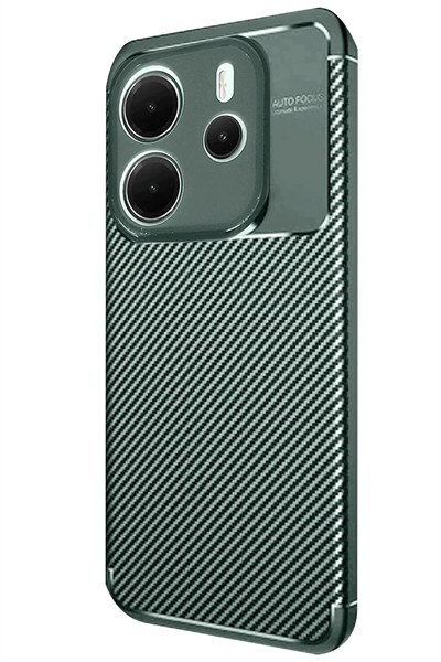 Mey İthalat®   Redmi Note 14 4G Kılıf Auto Focus Karbon Kapak - Koyu Yeşil