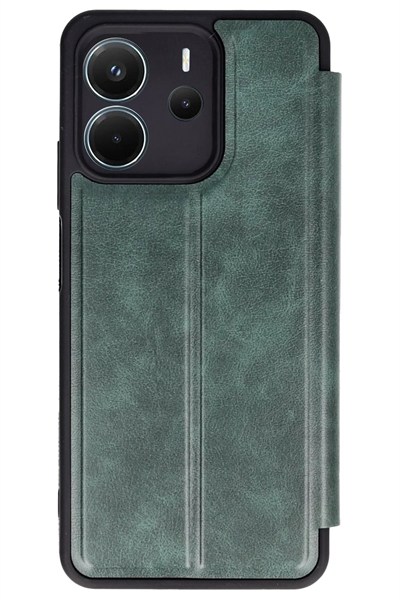 Mey İthalat®   Redmi Note 14 4G Kılıf Flip Cover - Koyu Yeşil