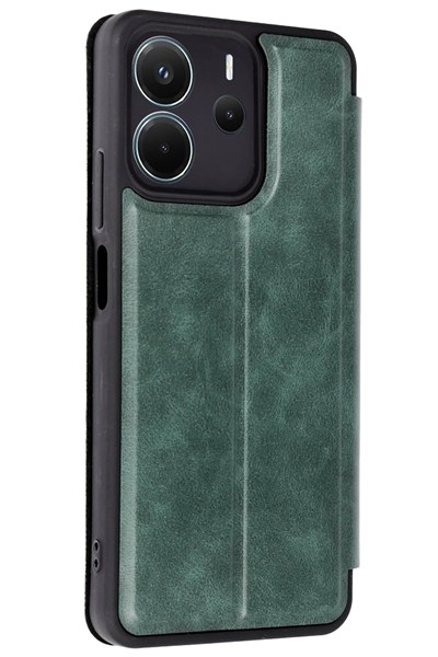 Mey İthalat®   Redmi Note 14 4G Kılıf Flip Cover - Koyu Yeşil