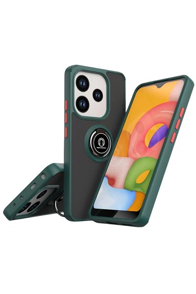 Mey İthalat®   Redmi Note 14 4G Montreal Yüzüklü Silikon Kapak - Yeşil