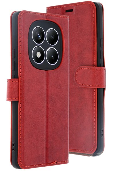 Mey İthalat®   Redmi Note 14 Pro 4G Kılıf Trend S Plus Kapaklı Kılıf - Kırmızı