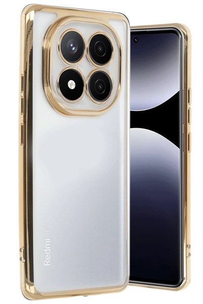 Mey İthalat®   Redmi Note 14 Pro 4G Kılıf  Lensli Silikon - Gold