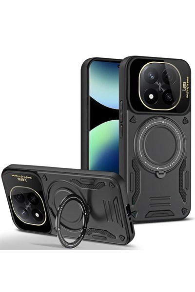 Mey İthalat®   Redmi Note 14 Pro 4G Kılıf Joy Lens Standlı Kapak - Siyah