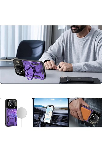 Mey İthalat®   Redmi Note 14 Pro 4G Kılıf Joy Lens Standlı Kapak - Siyah