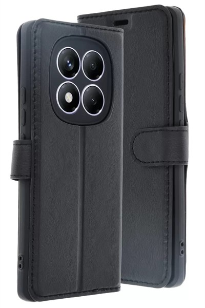 Mey İthalat®   Redmi Note 14 Pro 4G Kılıf Trend S Plus Kapaklı Kılıf - Siyah